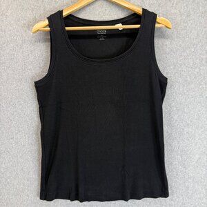 Chicos Black Tank Top True Color Tees Cotton Blend Ribbed Size 2 US Large Summer